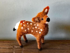 Handmade Needle Felted Mule Deer Fawn
